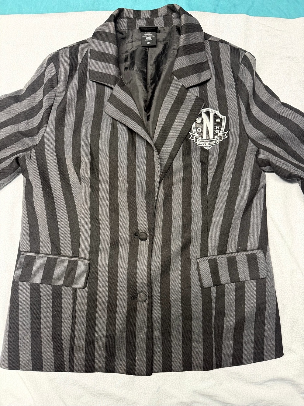 Hot Topic Black & Gray Vertical Stripe Blazer